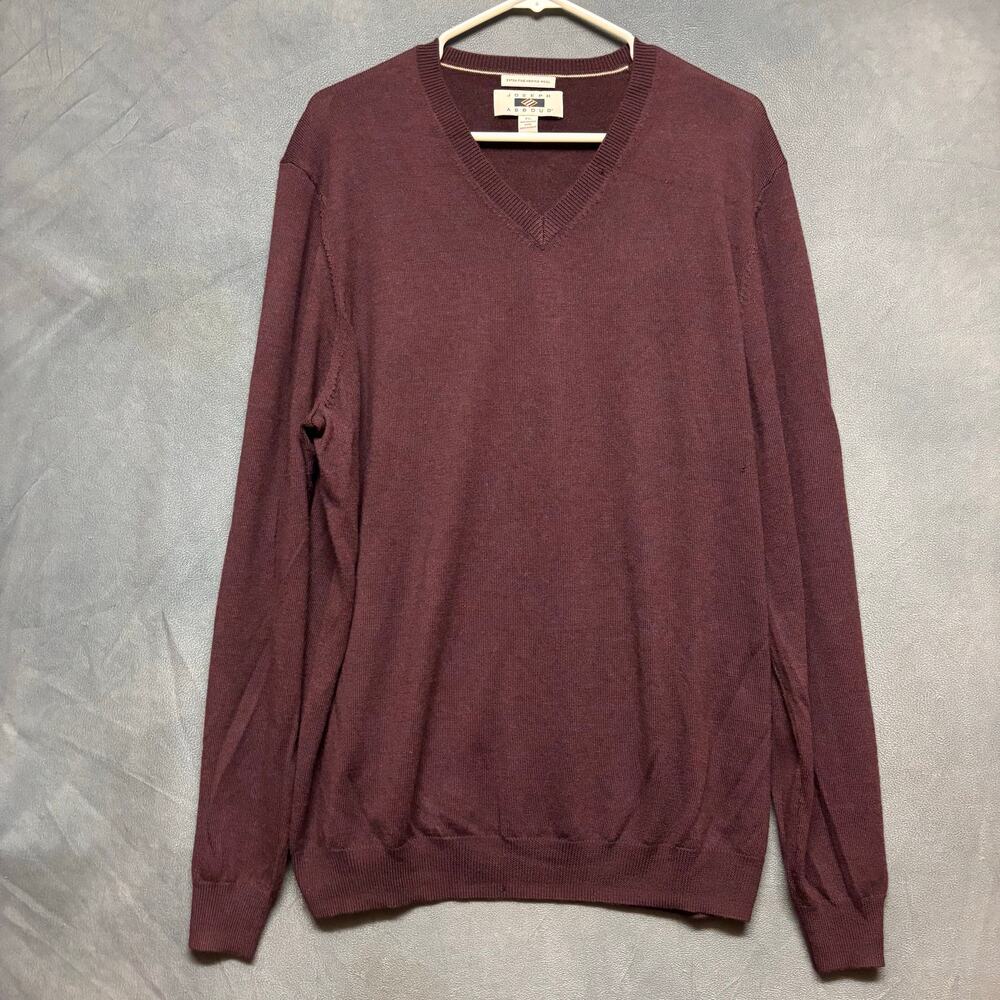 Joseph Abboud XL Merino Wool V-Neck Sweater Burgundy Classic Preppy Uncle Phil